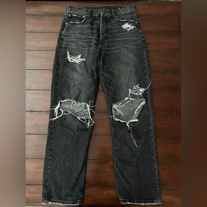 distressed black American Eagle straight jeans